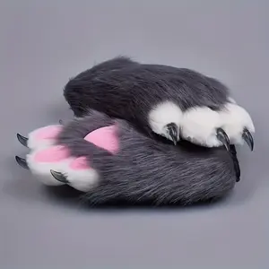 Furry Cosplay Paws Gloves, Fursuit Claw Hand Covers, Natural Latex, Funky Style, Wearable Animal Roleplay Accessories/
