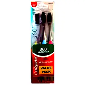 Colgate 360 Floss Tip Toothbrush Medium 3 Counts Value Pack
