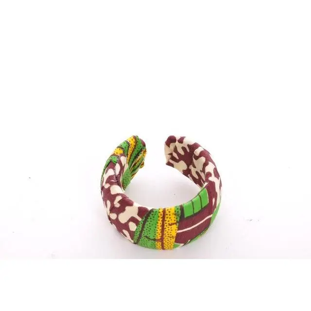 Green Brown African Print Bangle-DPBG3039