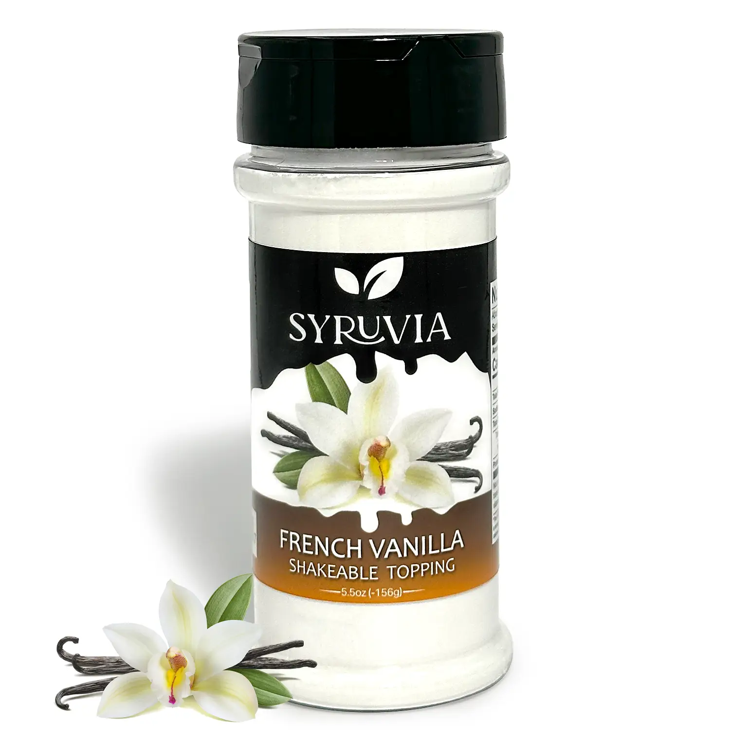 Syruvia French Vanilla Shakable Coffee Topping - 5.5 oz Coffee Sprinkles. Great for Oatmeal, Milkshakes, Smoothies, Ice Cream, Dessert Topping & More