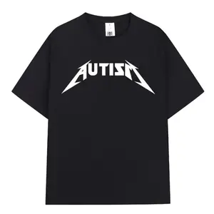 Autism Metal Rock Meme T-shirt Men Women Fashion Hip Hop Short Sleeve Oversized T-shirts 100% Cotton Comfort T Shirts Streetwear Mother's Day and Father's Day Gifts