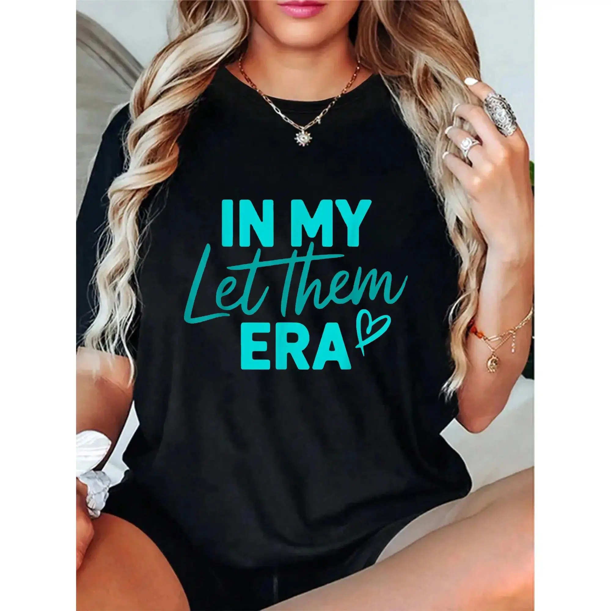 Vintage Style Graphic T-Shirt, 100% Cotton "In My Let Them Era" Funny Sarcastic Tee for Men and Women, Casual Everyday Short Sleeve Top, Streetwear, Tshirt