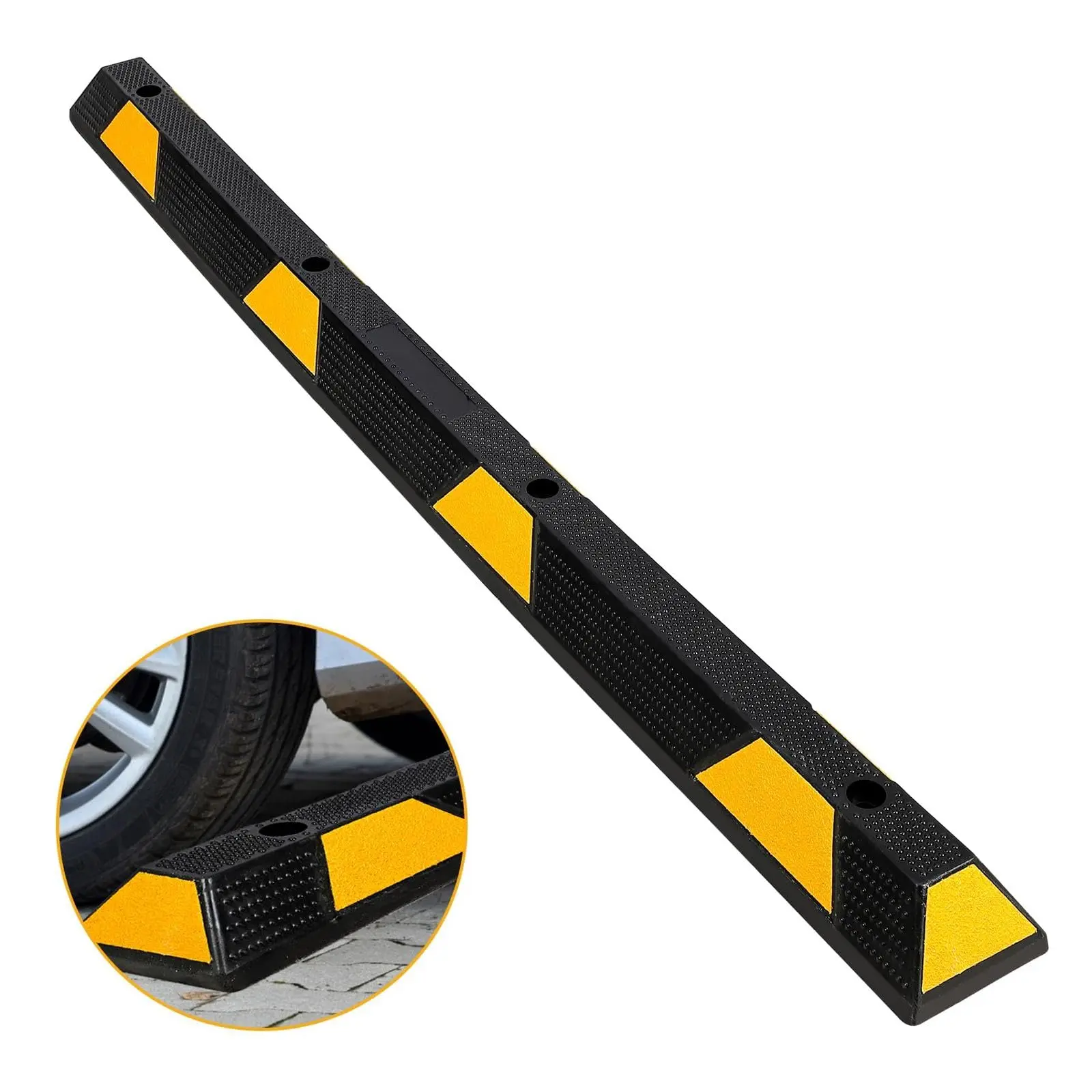 【GARVEE】72" Heavy Duty Rubber Parking Lot Stopper - Extra Wide 72 Inch Length, High Load Capacity, Easy Installation, Versatile Use for Vehicles, Trucks, Driveways, and Garage Floors, Protects Against Impact Damage