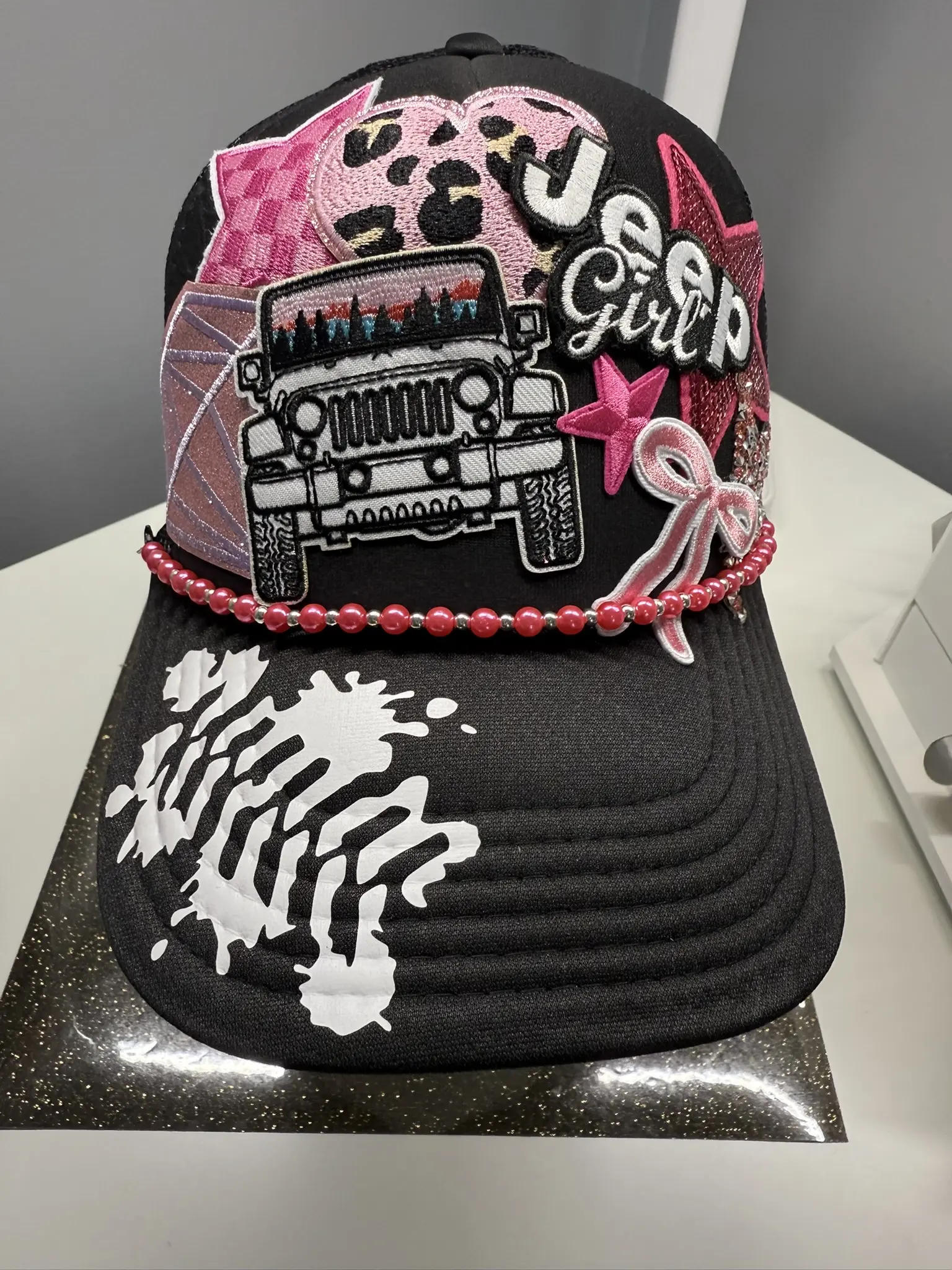 Black & Pink Jeep Trucker Hat