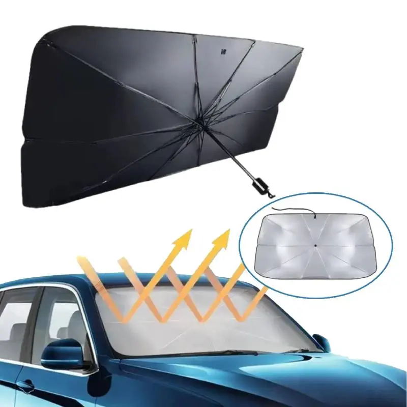 Collapsible Automotive Front Windshield Sun Barrier, Lightweight Portable Sun Shade Frame with Foldable Structure, Heat Insulating Windshield Visor Cover, Summer UV Protection Auto Interior Accessory