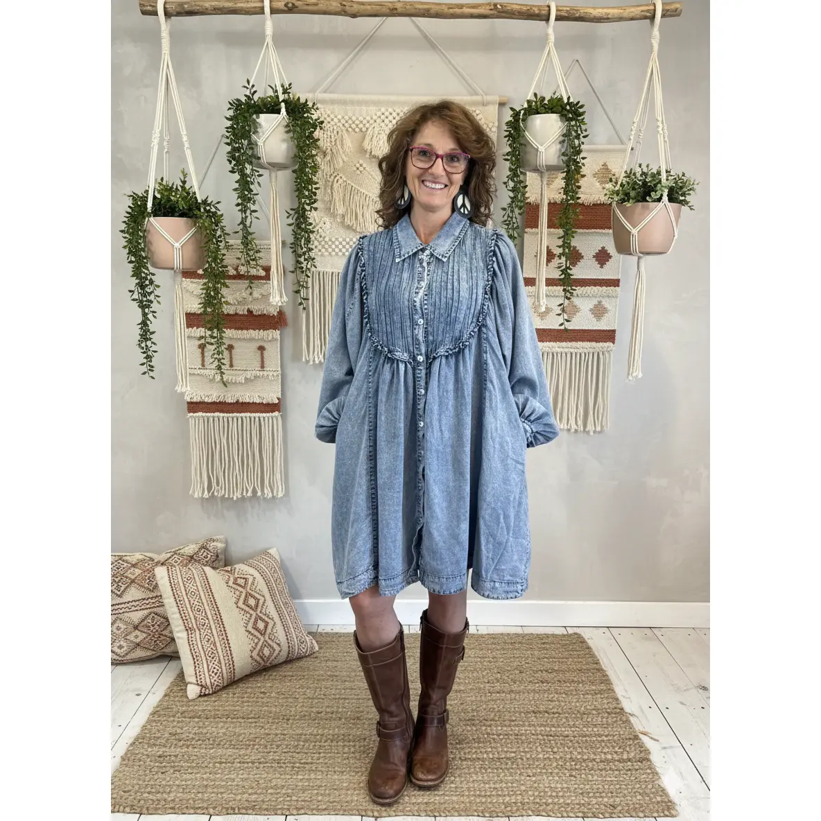 Denim Pintuck Babydoll Tunic by BlueVelvet