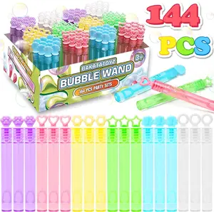 144 Pack 6 Color Mini Bubble Wands Bulk for Kids Party Favors, Pastel Rainbow Party Supplies for Birthday Baby Shower Wedding, Goody Bag Filler Gift for Children, Summer Outdoor Toys for Girls & Boys