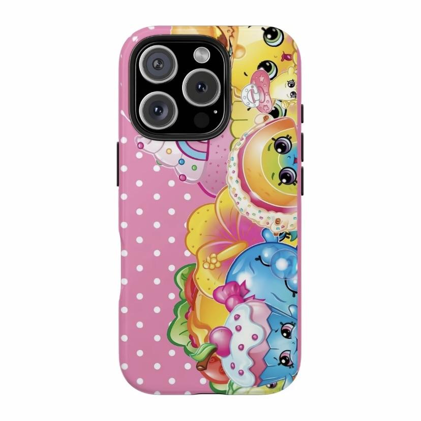 Shopkins cartoon print phone case, suitable foriPhone 11-17 Pro Max/Plus and Samsung GalaxyS23-25.  W9