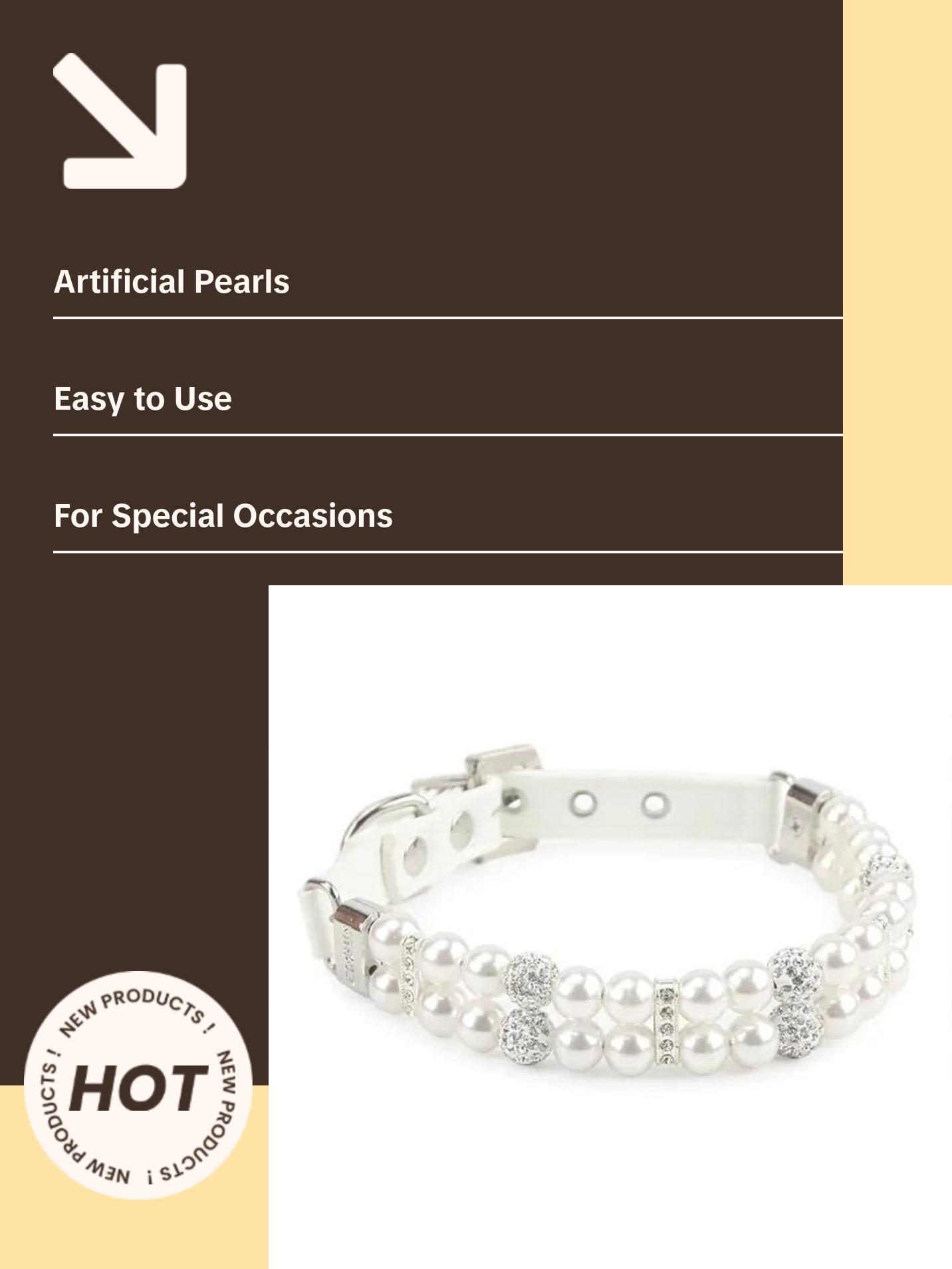 Pearl Pet Collar Artificial Pearls Rhinestone Dog Collar