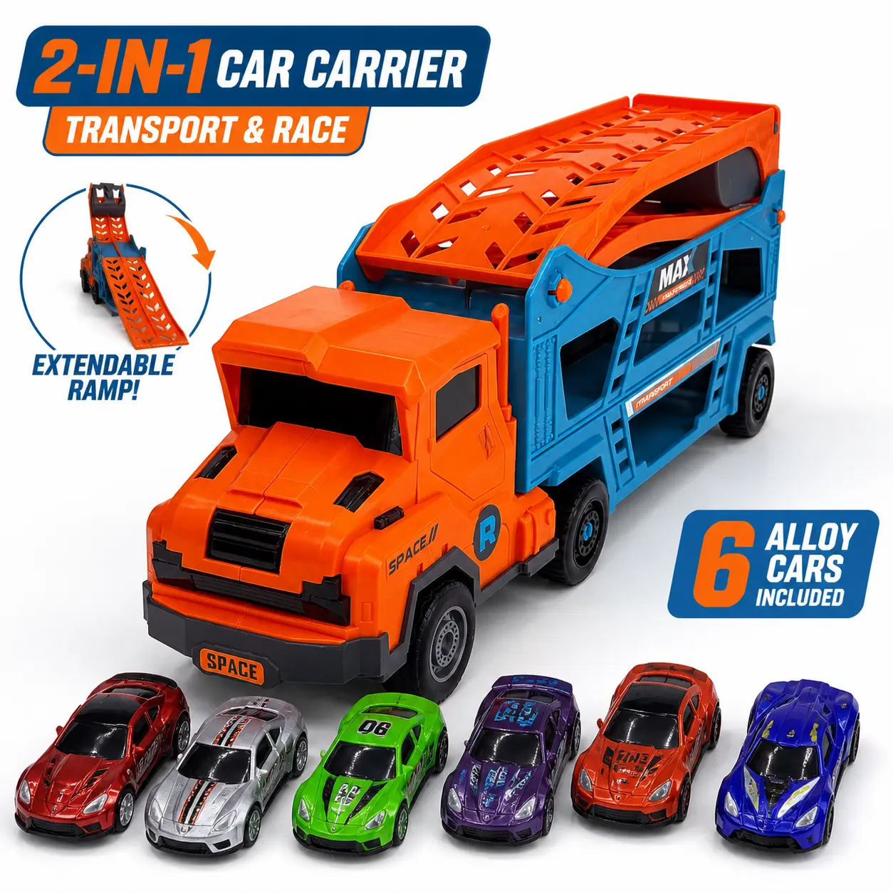 T-Rex Dinosaur & Shark Head Transport Truck Toy, Foldable Storage Race Track With Smooth Sliding Alloy Mini Cars, Educational Play Vehicle, Birthday & Holiday Gift For Boys