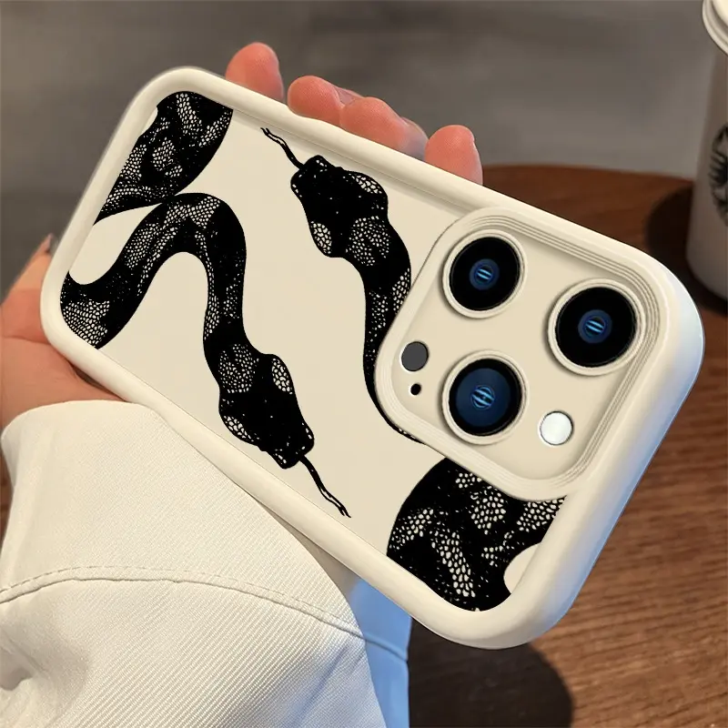 JIACC Cool Black Snake Pattern TPU iPhone Casing - Air-Cushioned Protection, Shockproof, Anti-Drop, Scratch-Resistant, Durable Cover for iPhone 11,12,13,14,15,16,17 ProMax, XS, XR & Plus Models | Mobile Phone Accessories