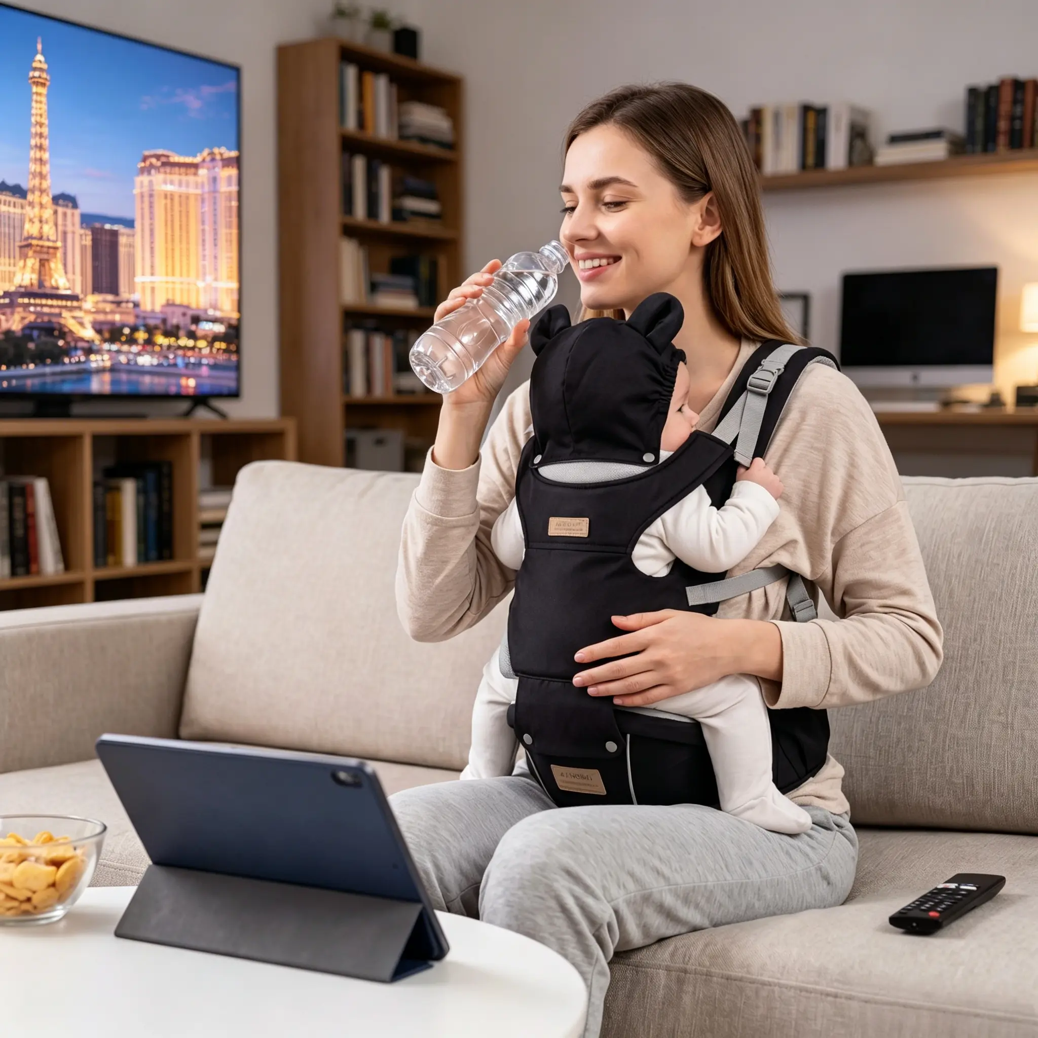 Ainomi Baby Carrier, 6-in-1 Lightweight Ergonomic All-Seasons Polyester Sling with Hip-Healthy Design and Lumbar Support for Newborns, Lightweight Ergonomic Carrier, Toddler Carrier, Backpacks