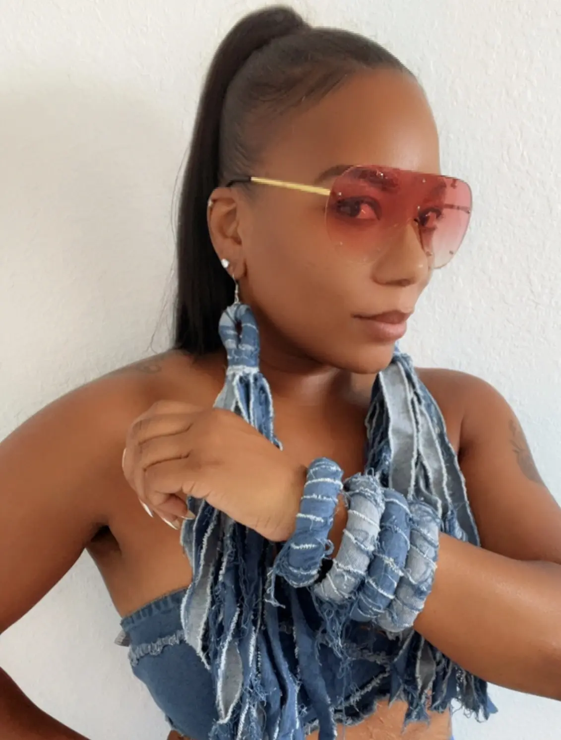 Denim Bracelet & Earring Set Denim Bracelet & Earring Set