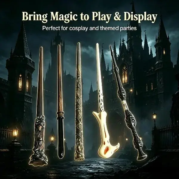 42cm Premium Resin Magic Wand Replica - Hand-Finished Cosplay Prop, Classic Silhouette Decorative Collectible, Realistic Lightweight Stress Relief Toy for Party Use & Gifting