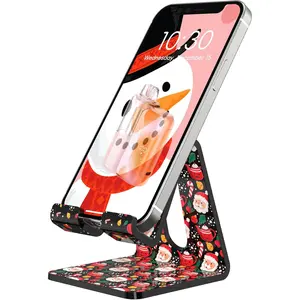 GEaaEK Adjustable Cell Phone Stand, Bed Stand Holder Aluminum Desktop Cellphone Stand with Anti-Slip Base and Convenient Charging Port, Fits All Smart Phones Smartphone Mount Durable