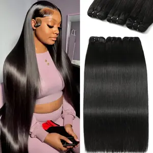 CHICHIFLOW 16A Human Hair Bundles 16-26 Inch Straight Bundles Human Hair Extensions Brazilian Virgin 100% Unprocessed Raw Straight Hair 3 Bundles Human Hair Natural Color