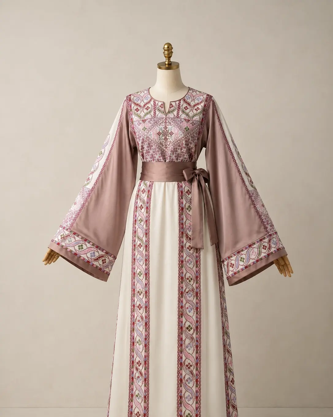 Palestinian Tatreez Henna Thobe | Traditional Embroidered Dress | Reversible Belt