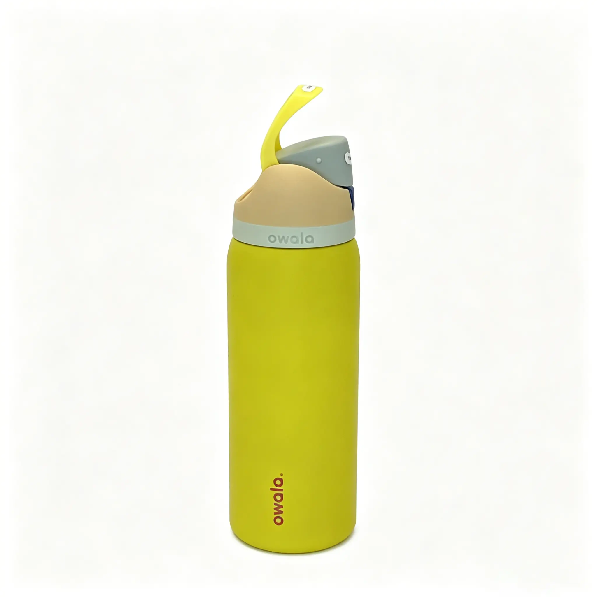 Owala FreeSip Insulated Stainless Steel Tumbler, 32oz BPA-Free Portable Straw Vacuum Flask, Anti-Scalding Modern Drinkware with 7-12 Hours Insulation, Lemon Yellow Solid Core for Travel
