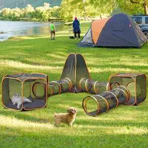 Outdoor Cat Enclosures, 6-in-1 Outdoor Cat Tent with Cat Tunnel DIY in Multiple Ways, Cat Playpen Play Tents for Cats Rabbits Ferrets and Small Animals, Indoor/Outdoor Cat House