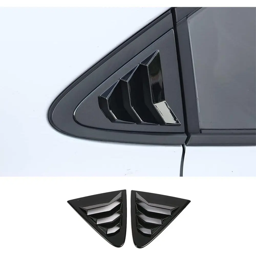 Bright Black Synthetic ABS Plastic Rear Side Quarter Window Louvers (2-Piece) - Car Accessories for Toyota Corolla 2020-2024 Sedan, 2-piece Coverage for Both Sides, Adhesive Tape Mount Keeps Fit Simple, Smooth and Unobtrusive Exterior Trim
