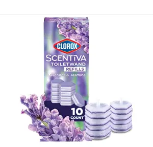 CLOROX Scentiva ToiletWand Toilet Cleaner Refills, Toilet brush, Lavender and Jasmine, 10 Count