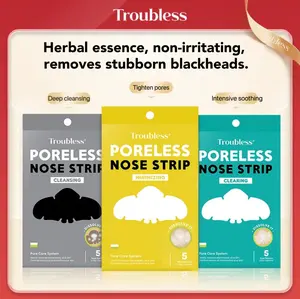 [Troubless] Poreless Nose Strips for Blackhead Removal - Deep Cleansing Nose Strips With Natural Charcoal for Instant Pore Unclogging, 5 Patches