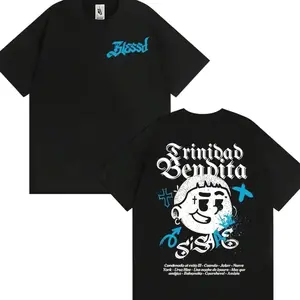Blessd “Si Sabe” Trinidad Bendita Graphic T-Shirt, Latin Trap Streetwear Tee, Blessd Fans Outfit, Two-Sided Urban Vintage Unisex Shirt