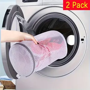 2 shoe washing bags for autumn and winter, sneaker mesh washing bag, shoe cleaning laundry bag, honeycomb fabric gray zipper large washing bag, 7 x 15 inches for sneakers, sneakers, supercharged shoes, slippers