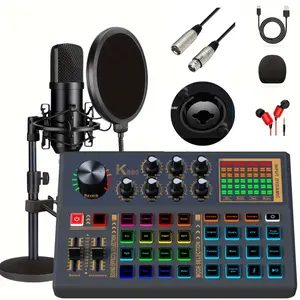 Podcast equipment Bundle, with xlr podcast microphone and K800 sound card, voiece change-USB Audio Interface-very suitable for recording, singing, streaming media and games.
