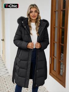 women's fall winter hooded jacket, casual fitted warm coat with belt, long sleeve thick woven fabric, daily wear outerwear