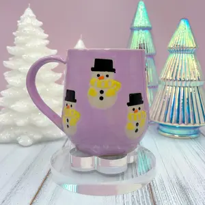 Purple Snowman Ceramic Coffee Mug