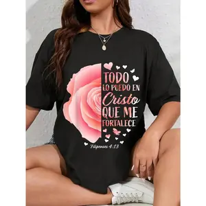 100% Cotton Christian Gifts Women Spanish Bible Verse Sayings Religious T-Shirt