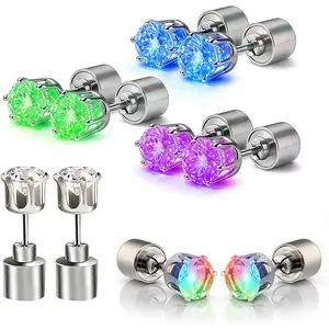 LED Earrings, Light Up Stud Earrings, Glowing Diamond Crown Pendant Earring for Women and Men, LED Jewelry for Party, Wedding, Birthday, Night Out, Disco, Festival