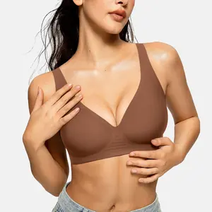 Comfy Jelly Bra Deep V Seamless Wireless Bras Everyday T-shirt Bra Comfortable & Soft