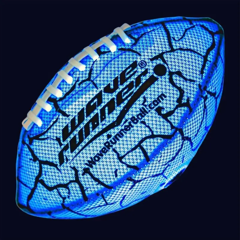 Wave Runner Glow in The Dark LED Light Football, Double Laced for Night Sports and Games Waterproof Ball for Pool, Beach and Backyard Random Color