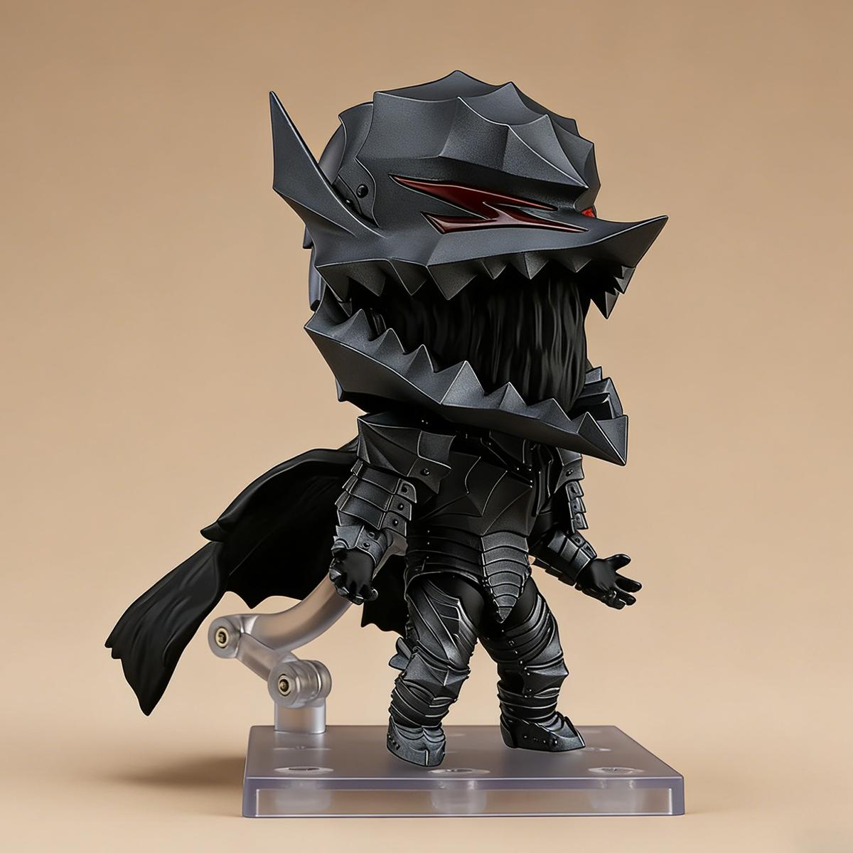 Q Version Berserk Guts #2134 & #2830 Berserker Armor Action Figure Set, Interchangeable Face Anime Collectible Model Toy