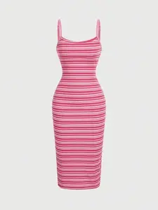 Striped Long Cami Dress - Women's Summer Beach Maxi Dress