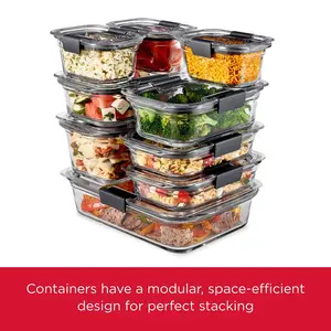 Rubbermaid Brilliance Food Storage Container Variety Set of 20 Crystal-clear Airtight Tritan Plastic Microwave-safe Leakproof Stackable Containers