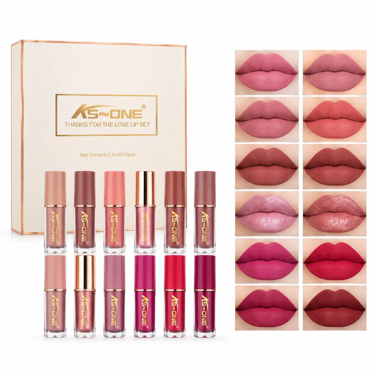 12 PCS Liquid Lipstick Gift Set - 12-Color/Set with 2 Finishes (Matte + Pearlescent), Long-Lasting, Hydrating Lip Gloss, Non-Fading, Full Coverage, Daily Lip Care Makeup Products, Ideal Black Friday Beauty Gift