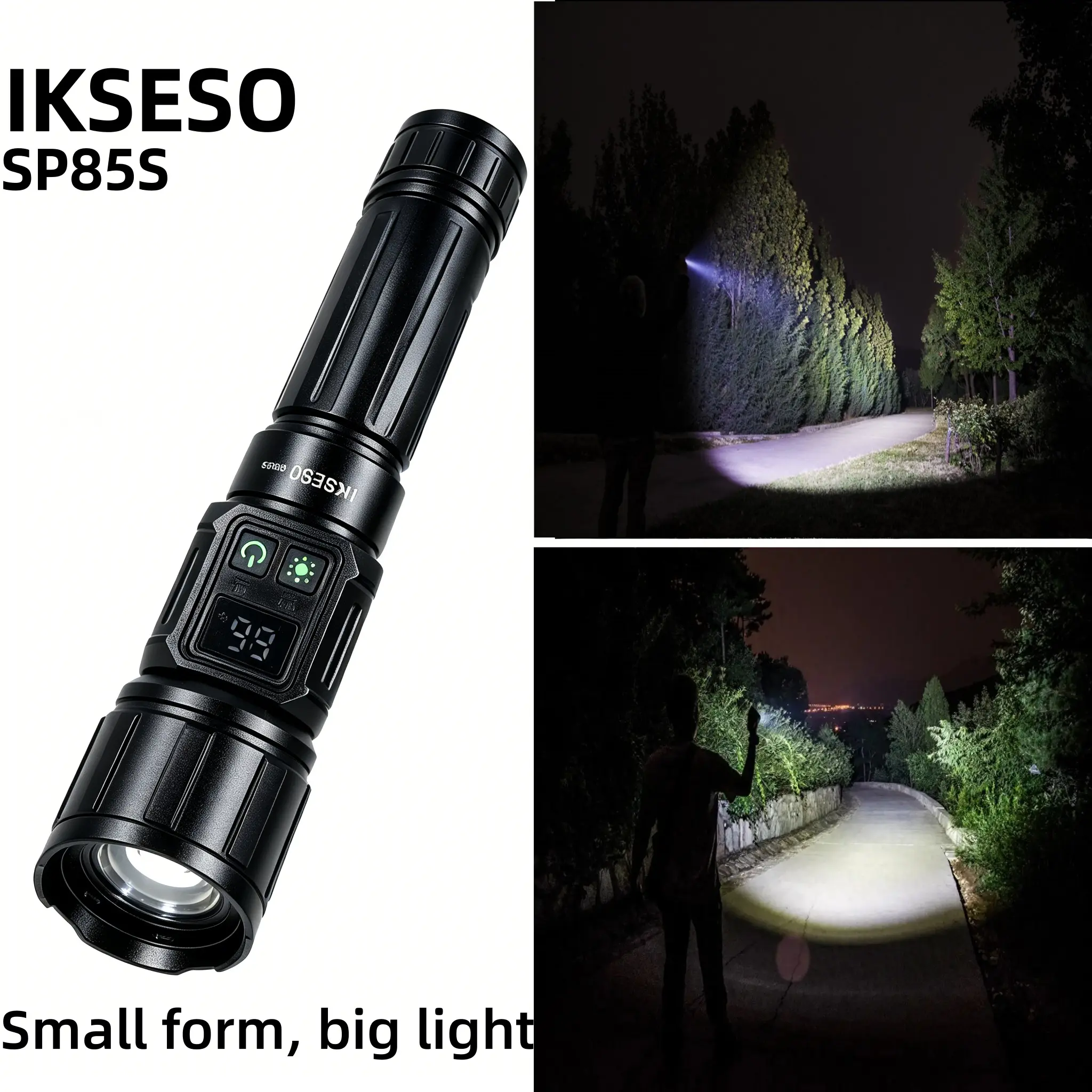 Super Bright Adjustable Tactical Handheld LED Flashlight, USB-C Rechargeable, Zoomable, IPX4 Waterproof with COB Light for Camping, Emergency Use, Super Bright Flashlight, Adjustable Tactical Flashlight