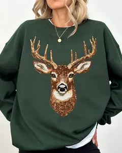 Faux Rhinestone Deer Hunting Sweatshirt, Hunting Shirt, Country, Deer Season Crewneck