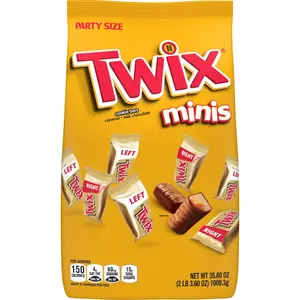 TWIX Caramel Minis Size Chocolate Cookie Bar Candy Bag, 35.6 oz, 95 pieces