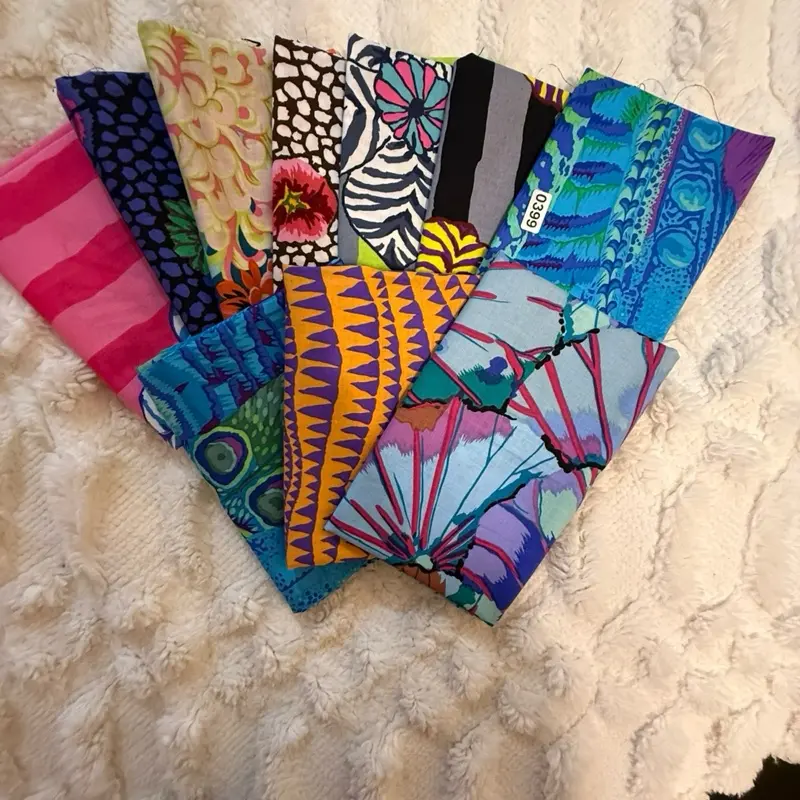 Free Spirit 10-Piece Fat Quarters Bundle, Kaffe Fassett Designed Cotton Fabric for Quilting, Sewing Crafts