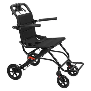Manual chair, Lightweight Foldable Transport chair, Narrow Doorways  Chair, Adults Elderly Transport Chair, Travel chair with Support 220lbs, Hand Push Mobility Scooter with Pull Bar