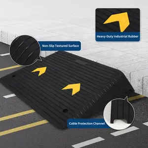 Heavy Duty Rubber Threshold Ramp -  for Wheelchair, Steps, Vehicles, Pets - 2 Pack 4" Height, 33,069 lbs Capacity, All-Weather Anti-Slip Surface, Integrated Cord Channels, Portable