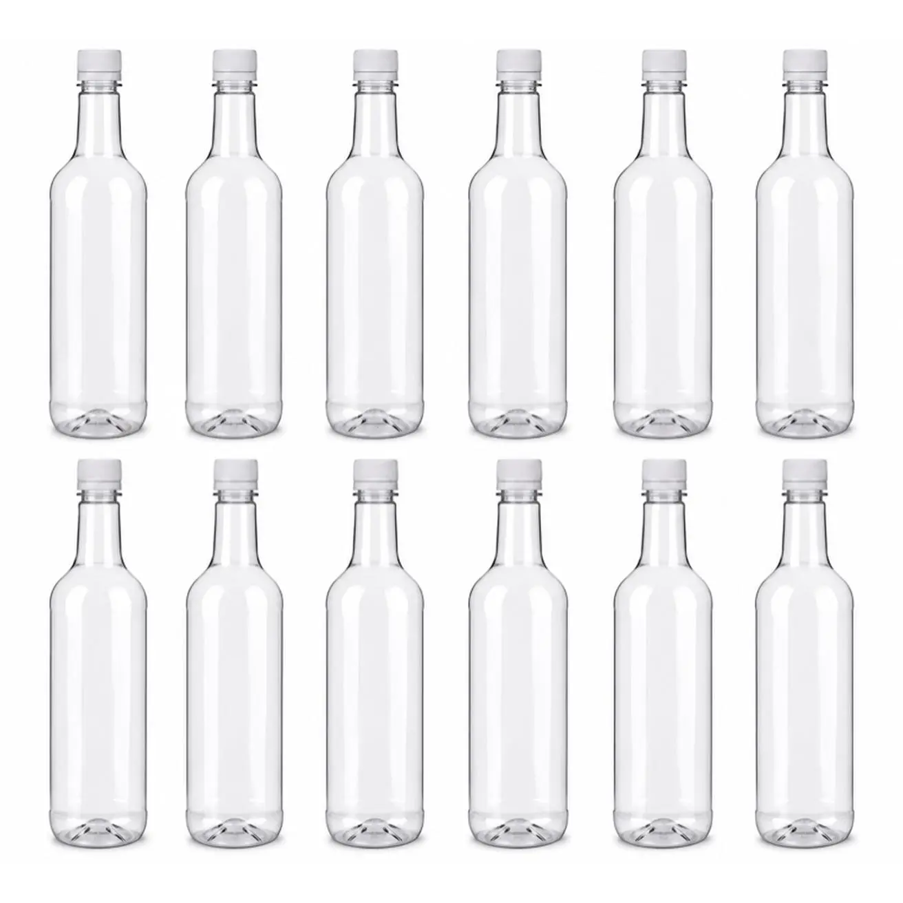 Clear Plastic Bottles 12-Pack 750 ml Each Ideal for Beverages & Crafts