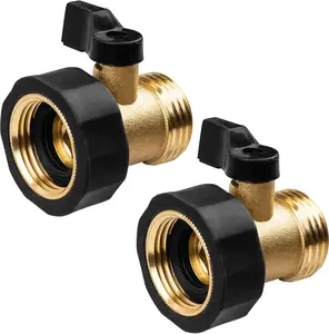 2 count Garden Hose Shut Off Valve, Durable Hose Shutoff ValvePremium 3/4 Brass Shut Off Valve for Garden HoseWater Hose Shut Off Valve for Household Cleaning