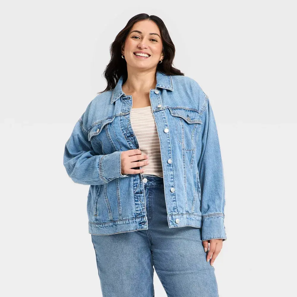 Women's Denim Boyfriend Trucker Jacket - Ava & Viv Women's Denim Boyfriend Trucker Jacket - Ava & Viv