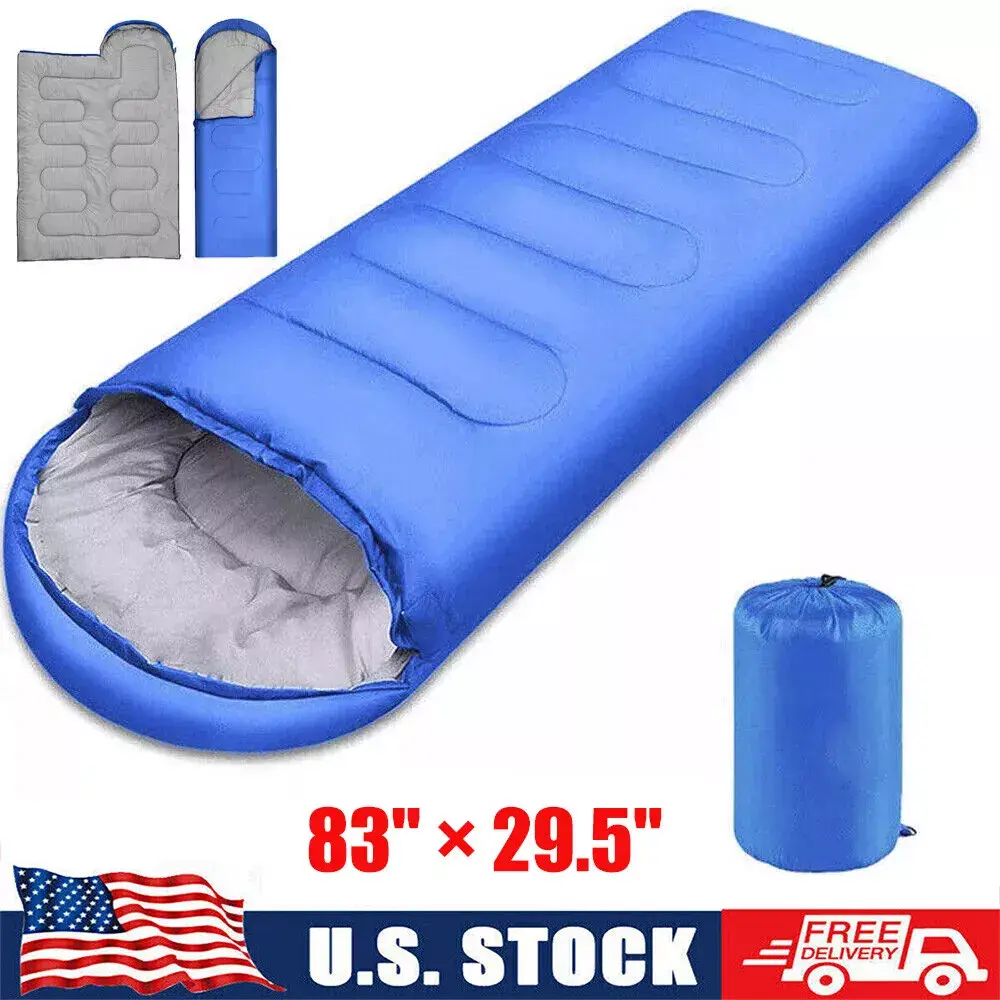 Adult Envelope Sleeping Bag, 4-Season Waterproof Ultralight Warm Outdoor Camping Supplies, Polyester with Hollow Cotton, Full Body Design for Adults/Kids