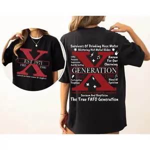Custom Year Red X FAFO Generation Gen X 1965-1980 T-shirt, Vintage 80s 2 Side Generation X Shirt